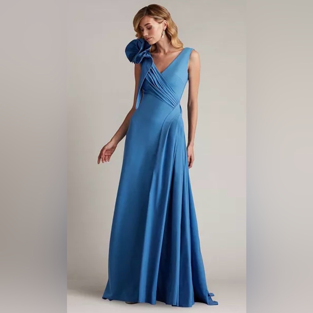 Tadashi Shoji One Shoulder Blue Dress